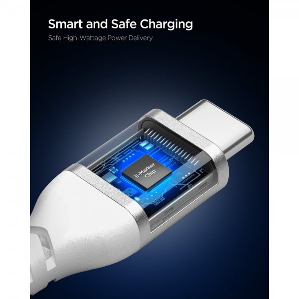 Spigen Essential Kabel Fabric USB-C/USB-C 100W 1m Hvit