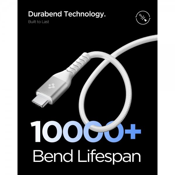 Spigen Essential Kabel Fabric USB-C/USB-C 100W 1m Hvit
