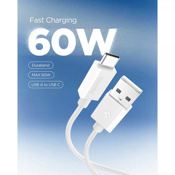 Spigen Essential Kabel USB-A/USB-C 60W 1m Hvit
