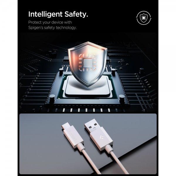 Spigen Essential Kabel USB-A/USB-C 60W 2m Hvit