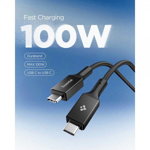 Spigen Essential Kabel USB-C/USB-C 100W 1m Svart