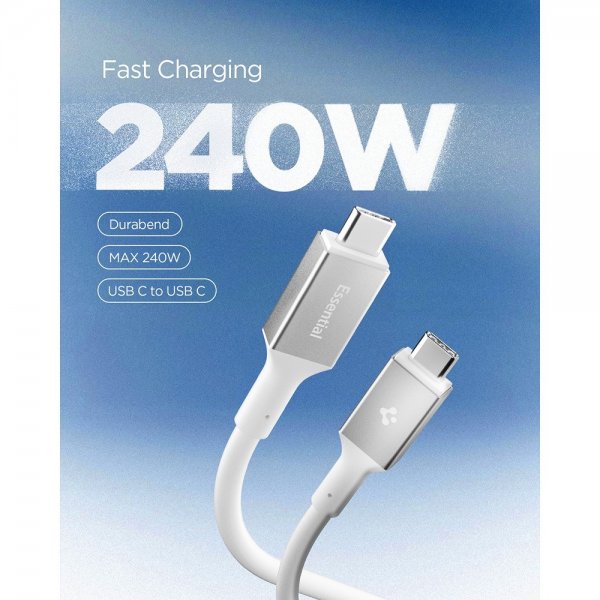 Spigen Essential Kabel USB-C/USB-C 240W 1.2m Hvit