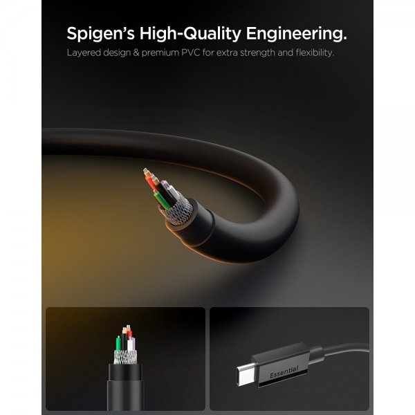 Spigen Essential Kabel USB-C/USB-C 60W 1m Svart