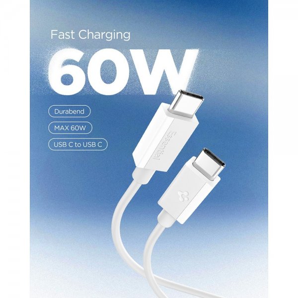 Spigen Essential Kabel USB-C/USB-C 60W 2m Hvit