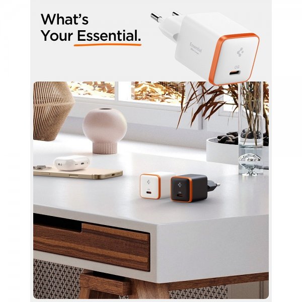 Spigen Essential Lader 30W USB-C Hvit