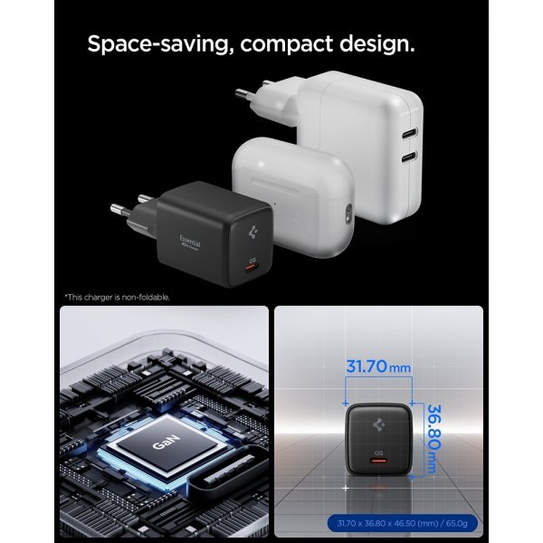 Spigen Essential Lader 45W USB-C Svart