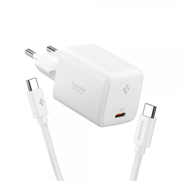 Spigen Essential Lader 45W USB-C Hvit