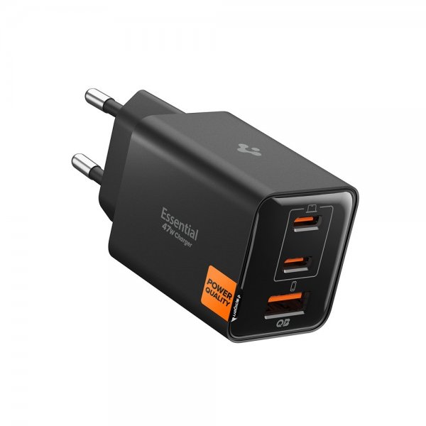 Spigen Essential Lader 47W 2xUSB-C 1xUSB-A Svart