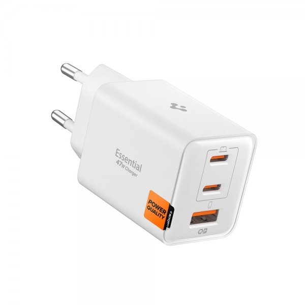 Spigen Essential Lader 47W 2xUSB-C 1xUSB-A Hvit