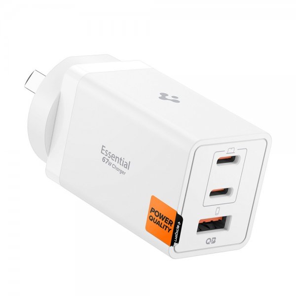 Spigen Essential Lader 67W 2xUSB-C 1xUSB-A Hvit