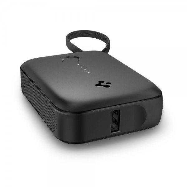 Spigen Essential Powerbank med innebygd Kabel 10 000 mAh 30W Svart