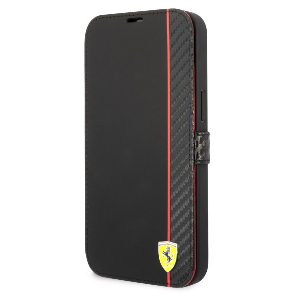 Ferrari iPhone 14 Pro Max Etui Carbon Effect Metal Logo Svart