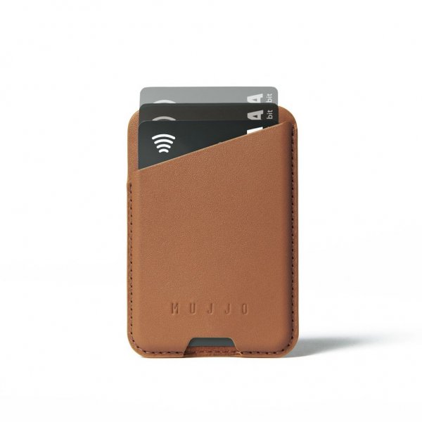 Mujjo MagSafe Kortholder Full Leather Magnetic Wallet Dark Tan