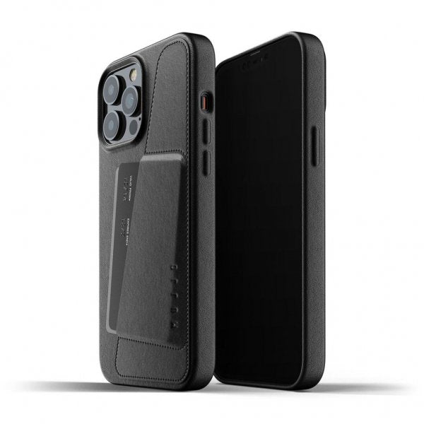 Mujjo iPhone 13 Pro Max Deksel Full Leather Wallet Case Svart