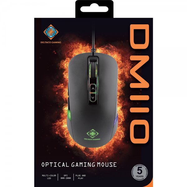 Deltaco Gaming DM110 Optisk spillmus LED Svart
