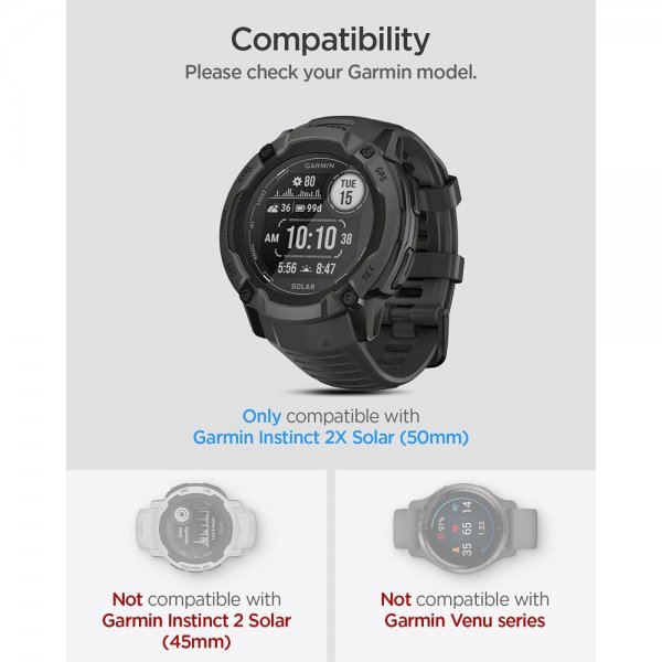 Spigen Garmin Instinct 2X Solar Skjermbeskytter GLAS.tR EZ Fit 2-pakning