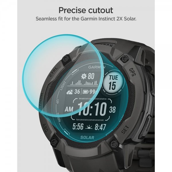 Spigen Garmin Instinct 2X Solar Skjermbeskytter GLAS.tR EZ Fit 2-pakning