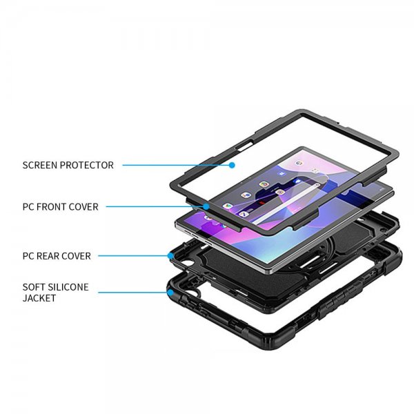 Armor-X Lenovo Tab M10 (3rd Gen) TB328 Deksel Rainproof Rugged Case Hand Strap Kickstand