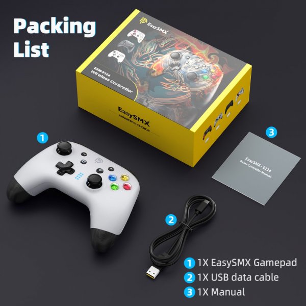 EasySMX Bayard 9124 Switch/Android/PC Programmable Wireless Gamepad Hvit