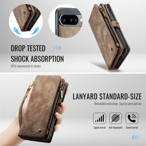 CaseMe Google Pixel 10/Pixel 10 Pro Etui 008 Series Avtakbart Deksel Brun