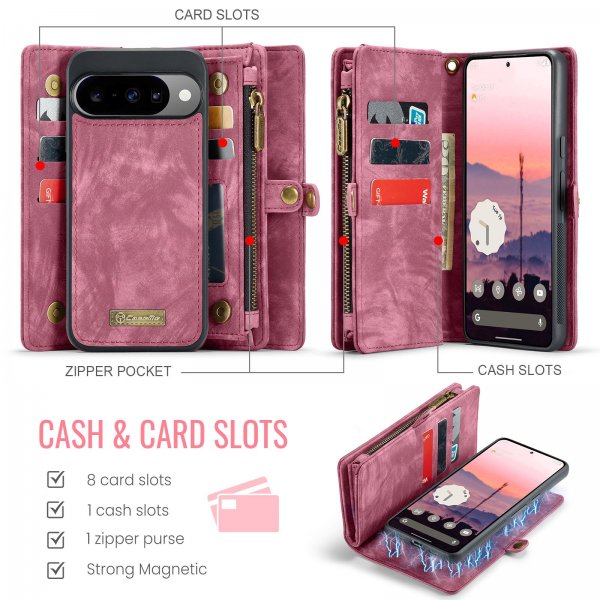 CaseMe Google Pixel 10/Pixel 10 Pro Etui 008 Series Avtakbart Deksel Rød
