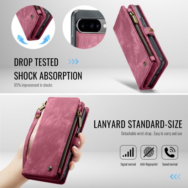 CaseMe Google Pixel 10/Pixel 10 Pro Etui 008 Series Avtakbart Deksel Rød