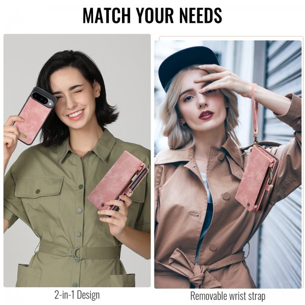 CaseMe Google Pixel 10/Pixel 10 Pro Etui 008 Series Avtakbart Deksel Rosa