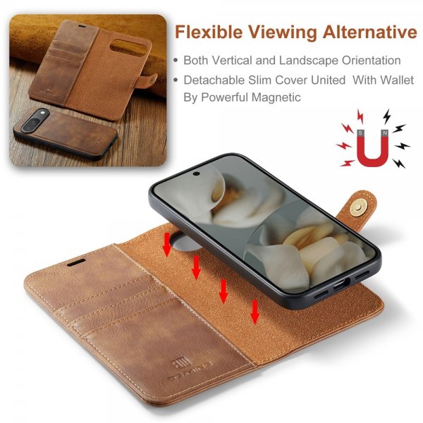 Dg.Ming Google Pixel 10/Pixel 10 Pro Etui Avtagbart Deksel Brun