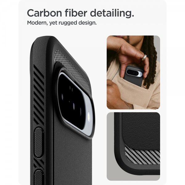 Spigen Google Pixel 10/Pixel 10 Pro Deksel Rugged Armor MagFit Matte Black