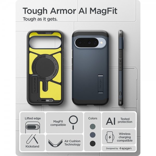 Spigen Google Pixel 10/Pixel 10 Pro Deksel Tough Armor MagFit Metal Slate