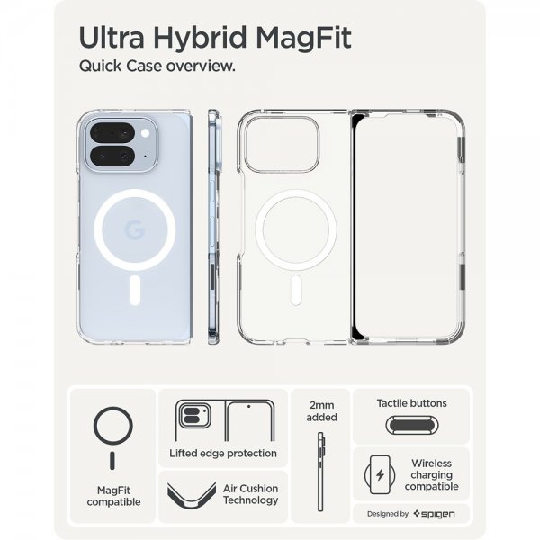 Spigen Google Pixel 10 Pro Fold Deksel Ultra Hybrid MagFit Clear White