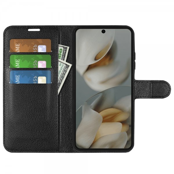 Google Pixel 10 Pro XL Etui Litchi Svart