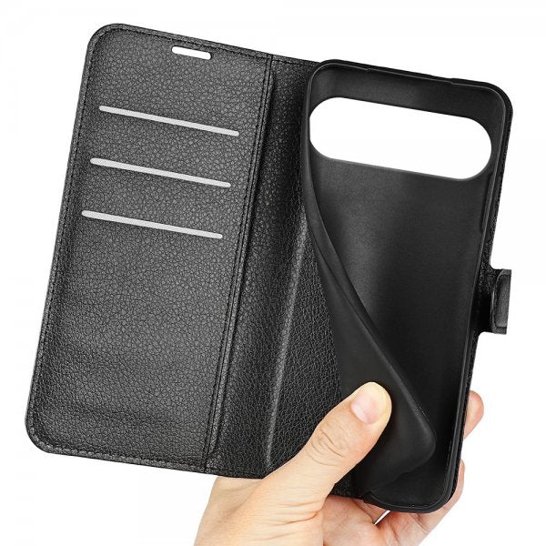 Google Pixel 10 Pro XL Etui Litchi Svart