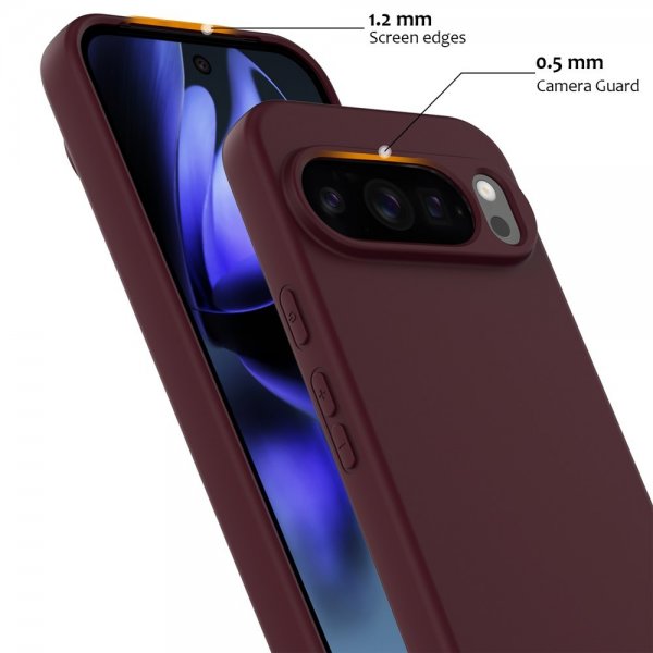 Google Pixel 10 Pro XL Deksel med Stropp Silikon MagSafe Vinrød