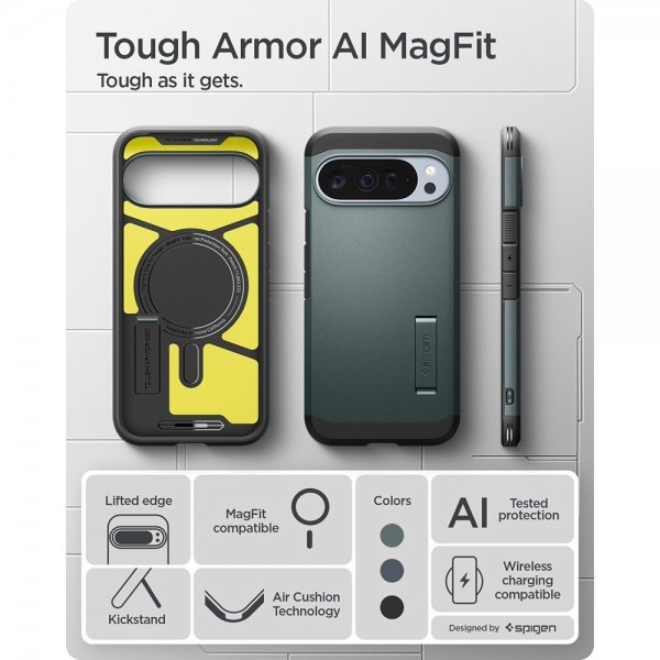 Spigen Google Pixel 10 Pro XL Deksel Tough Armor MagFit Abyss Green