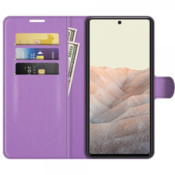 Google Pixel 6 Etui Litchi Lilla