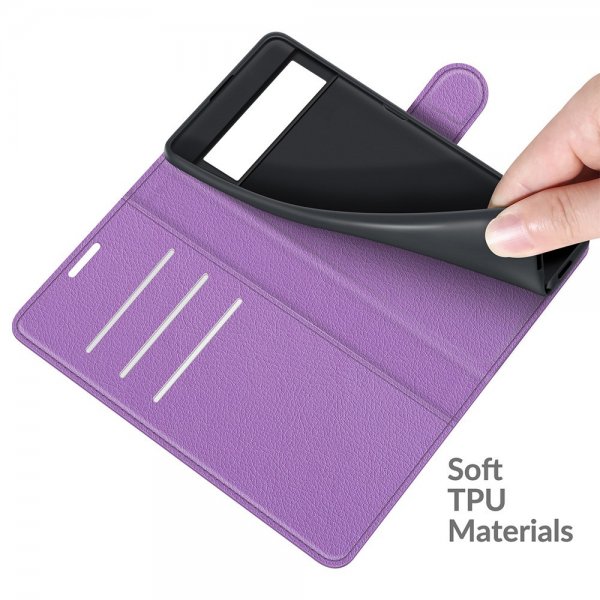 Google Pixel 6 Etui Litchi Lilla