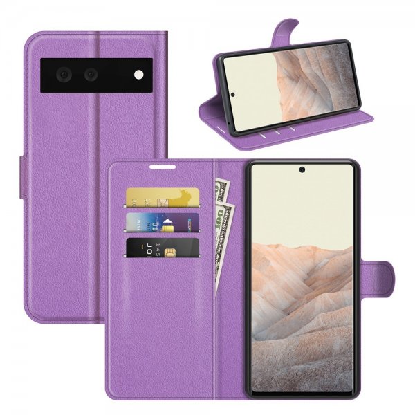 Google Pixel 6 Etui Litchi Lilla