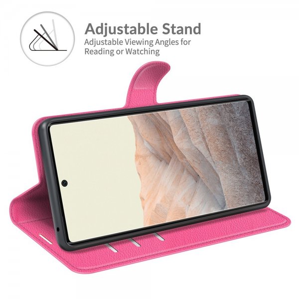 Google Pixel 6 Etui Litchi Magenta