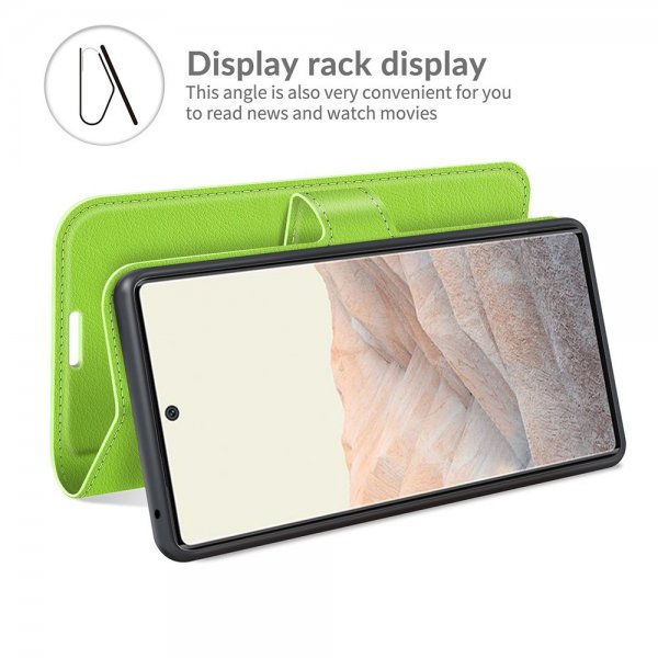 Google Pixel 6 Pro Etui Litchi Grønn