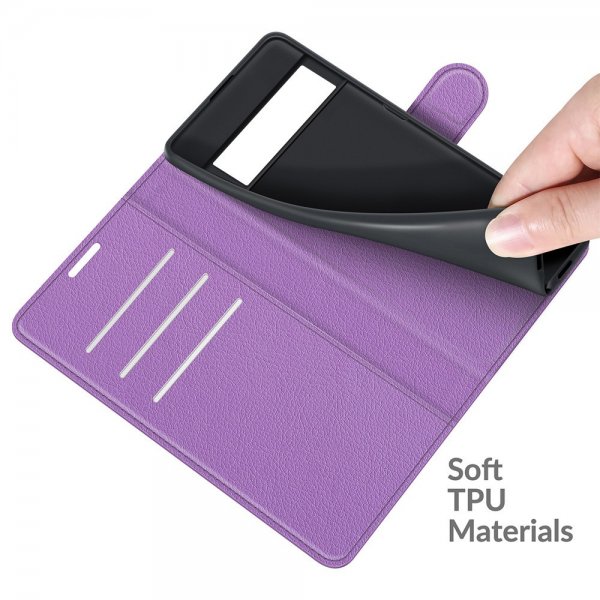 Google Pixel 6 Pro Etui Litchi Lilla