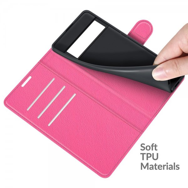 Google Pixel 6 Pro Etui Litchi Magenta