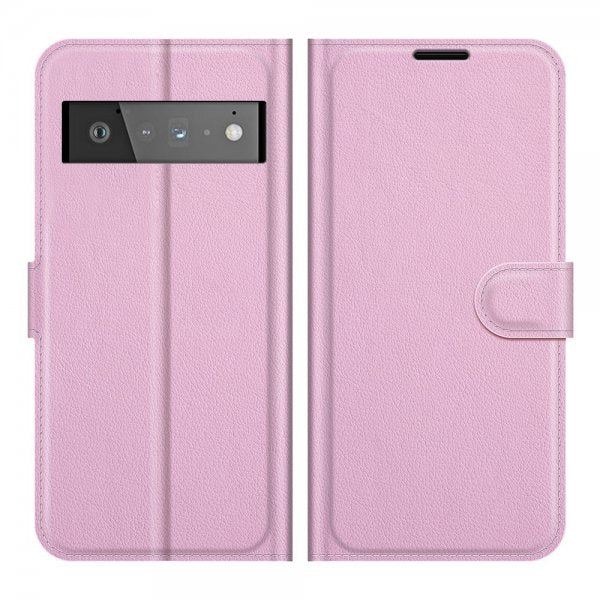 Google Pixel 6 Pro Etui Litchi Rosa