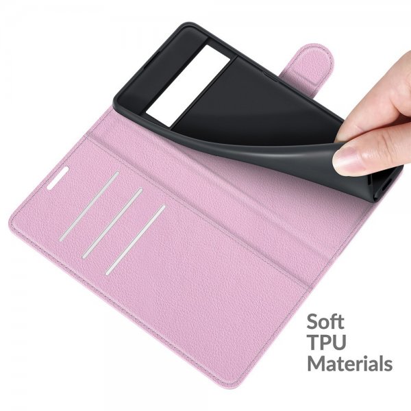 Google Pixel 6 Pro Etui Litchi Rosa