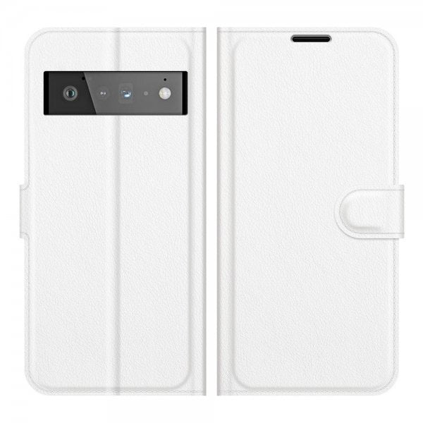 Google Pixel 6 Pro Etui Litchi Hvit