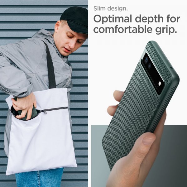 Spigen Google Pixel 6a Deksel Liquid Air Midnight Green