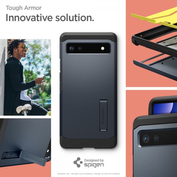 Spigen Google Pixel 6a Deksel Tough Armor Metal Slate
