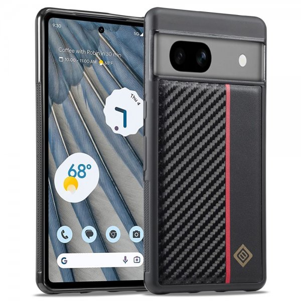 Lc.Imeeke Google Pixel 7 Deksel Karbonfibertekstur Rød Stripe Svart