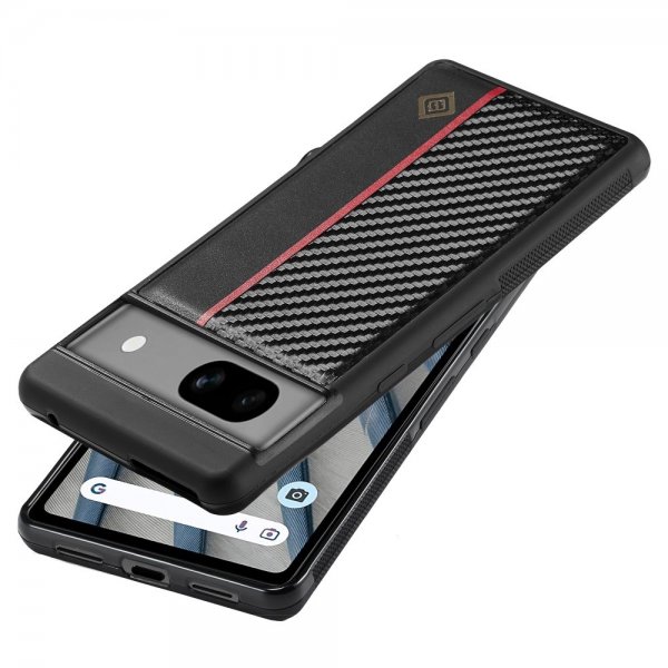 Lc.Imeeke Google Pixel 7 Deksel Karbonfibertekstur Rød Stripe Svart