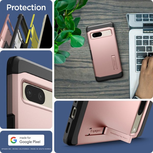 Spigen Google Pixel 7 Deksel Tough Armor Rosegull